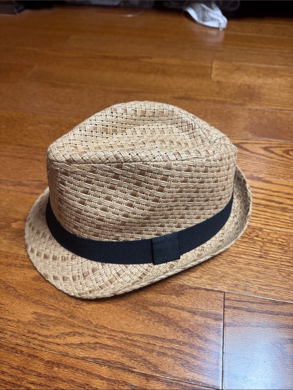 Woven Straw Fedora with Black Band